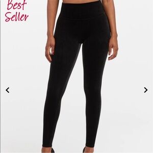 SPANX Black Velvet Leggings Size Large